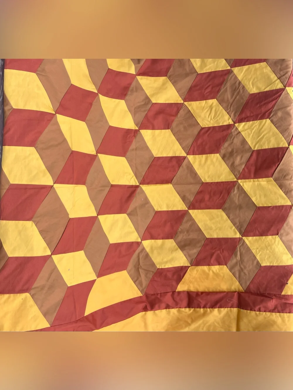 Hand crafted Quilt top - machine sewn, geometric pattern, cotton 66”x 98”
